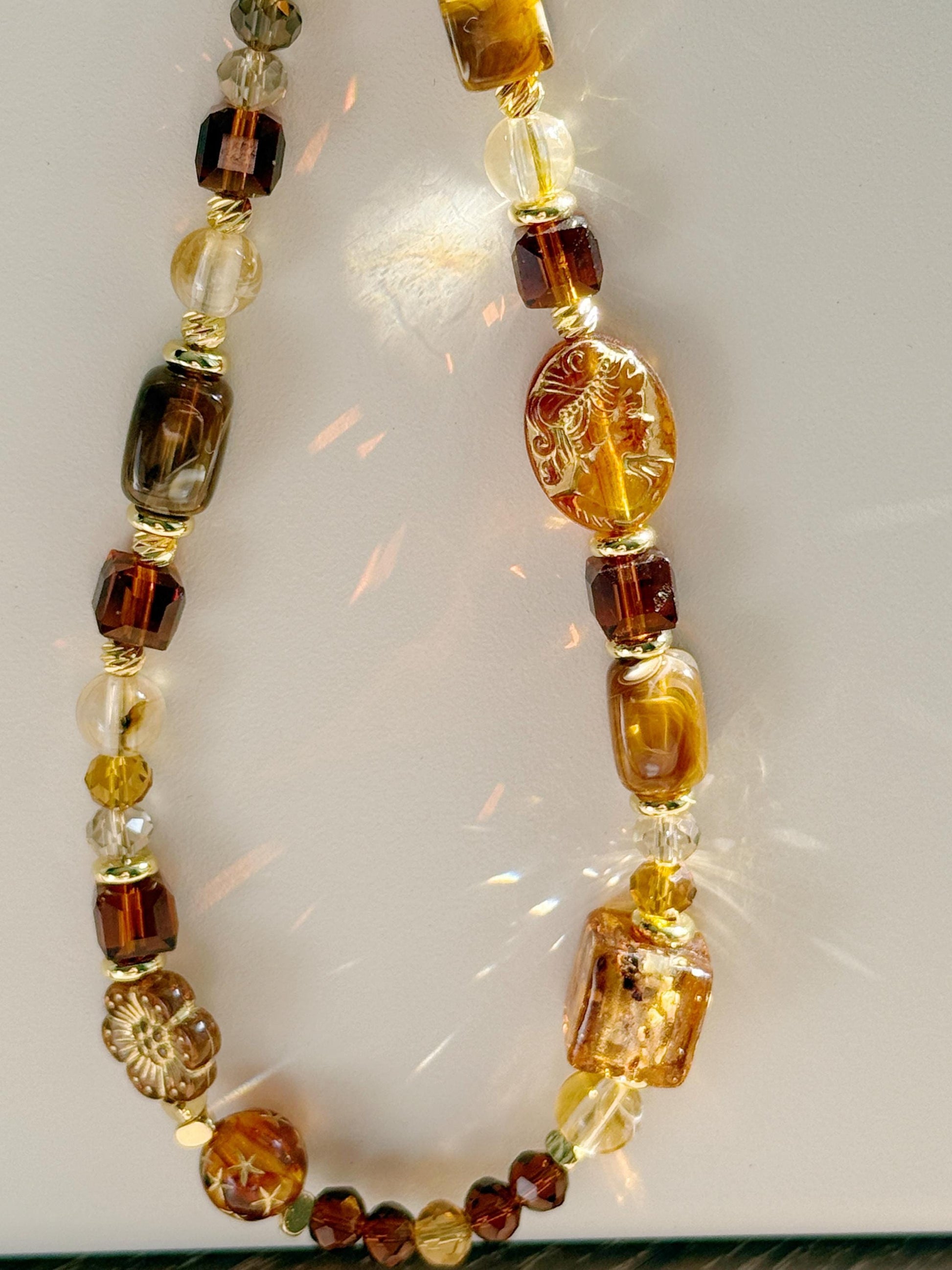 Czech Beads Phone Charm, Beaded Phone Chain, Vintage Phone Charm, Brown Phone Charm, Phone Charm Strap, Phone Lanyard