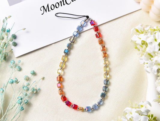 Rainbow Cube Phone Charm, Beaded Phone Strap, Shine Like Crystal, Phone Case Strap, Colorful Crystal, Mothers Day Gift, Birthday Gifts