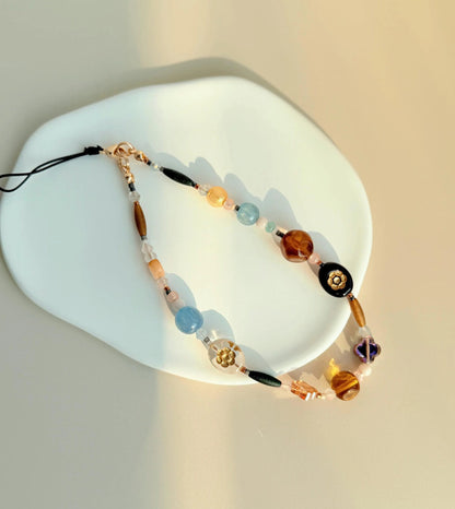 Vintage Boho Beaded Phone Charm, Czech Beads