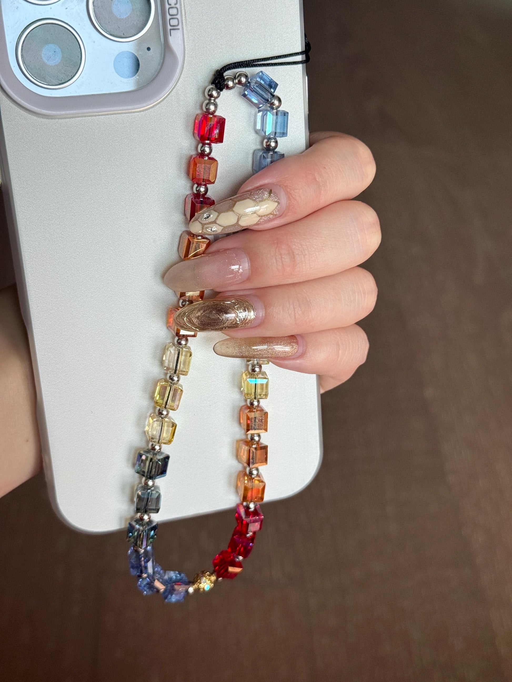 Rainbow Cube Phone Charm, Beaded Phone Strap, Shine Like Crystal, Phone Case Strap, Colorful Crystal, Mothers Day Gift, Birthday Gifts
