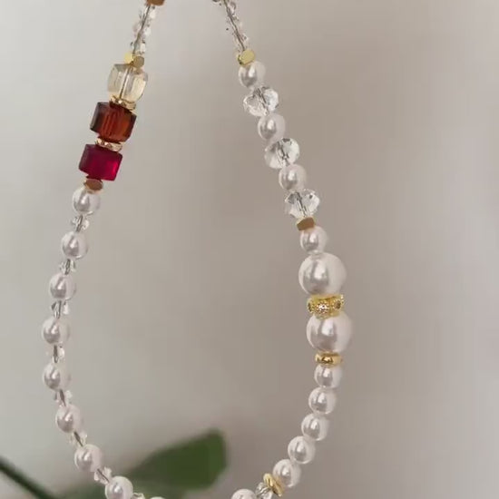 Pearl Phone Charm, Beaded Phone Charm, Phone Wrist Strap, Crystal Phone Charm, Phone Chain, Stylish Phone Charm, Valentine's Day Gifts
