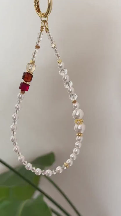 Pearl Phone Charm, Beaded Phone Charm, Phone Wrist Strap, Crystal Phone Charm, Phone Chain, Stylish Phone Charm, Valentine's Day Gifts