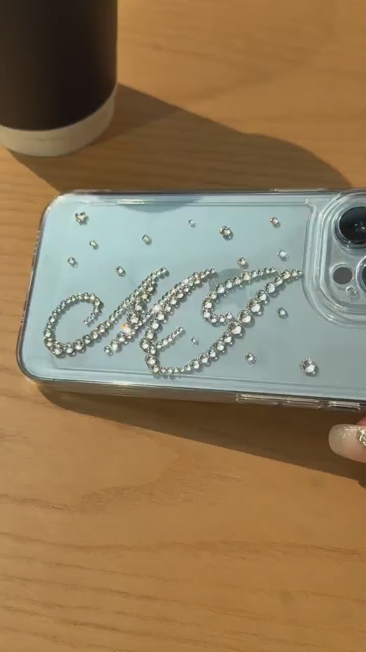 Swarovski Personalised Phone Case, Swarovski Diamond, Bling Rhinestones, Monogram Phone Case, Personalized Gift, Large Initial, Mothers Day