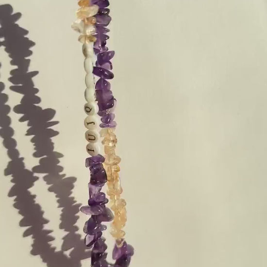 Personalised Crystal Phone Charm, Crystal Healing, Healing Stones, Name Gift, Purple Phone Strap,Amethyst Citrine Charm, Mothers Day Gift