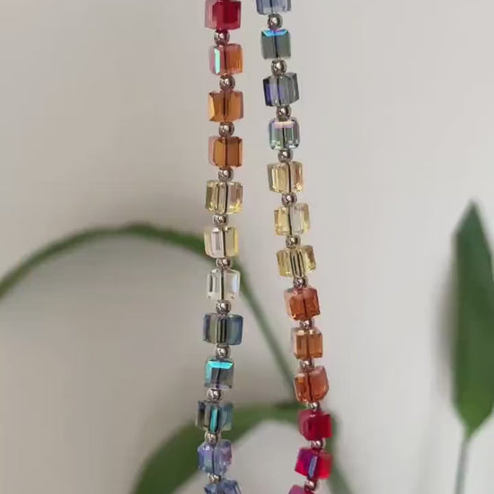 Rainbow Cube Phone Charm, Beaded Phone Strap, Shine Like Crystal, Phone Case Strap, Colorful Crystal, Mothers Day Gift, Birthday Gifts