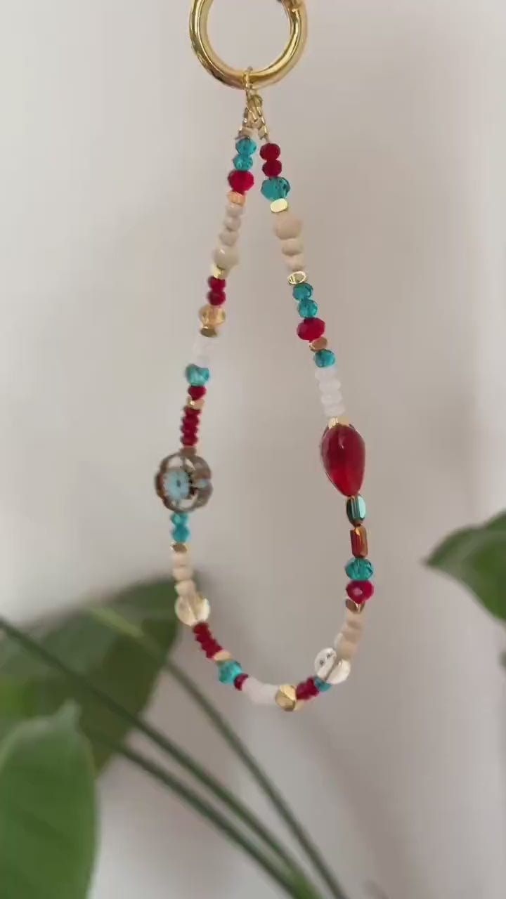 Beaded Phone Charm, Phone Wrist Strap, Crystal, Stylish Phone Charm, Flower Phone Charm, Stylish phone charm, Valentine's Day Gifts