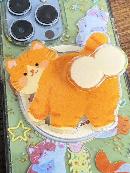 Cat Phone Case, Pop Case, Hand Grip Stabilizer, Phone Holder, Removable Phone Grip, MagSafe Grip