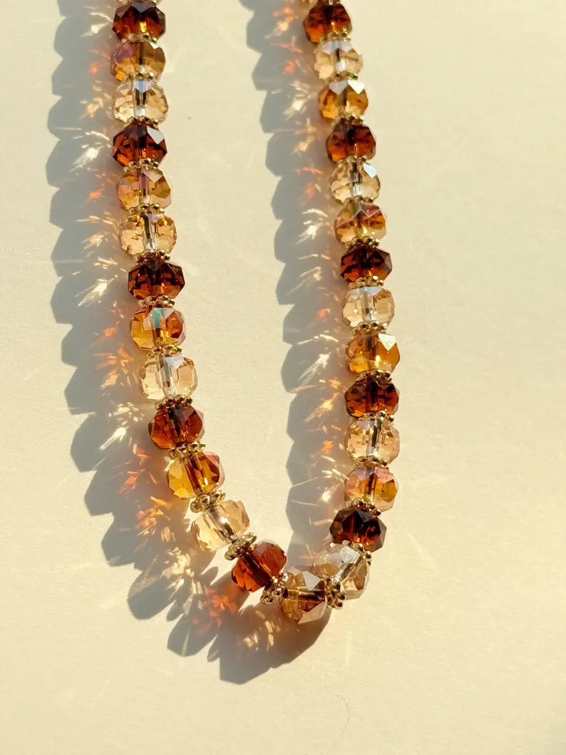Toffee Beaded Phone Charm, Beaded Phone Strap, Crystal Beads